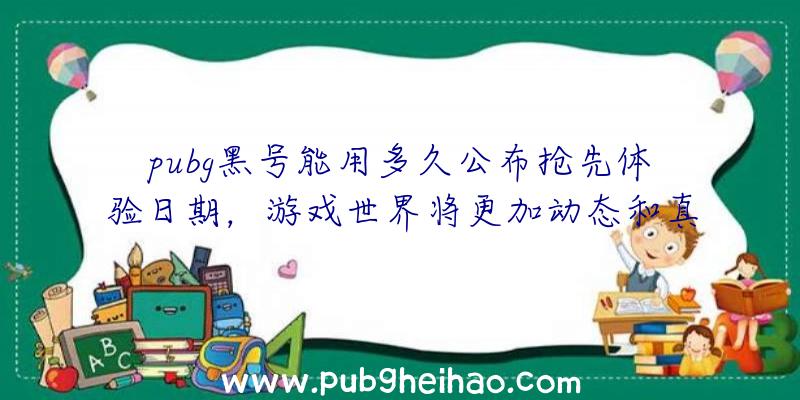 pubg黑号能用多久公布抢先体验日期，游戏世界将更加动态和真实