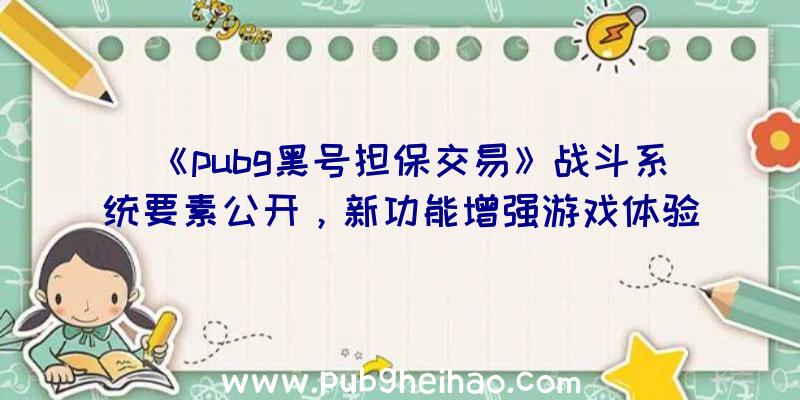 《pubg黑号担保交易》战斗系统要素公开，新功能增强游戏体验