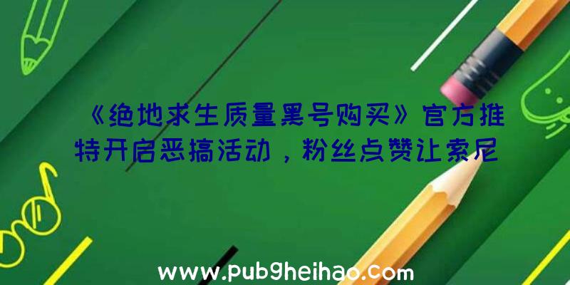 《绝地求生质量黑号购买》官方推特开启恶搞活动，粉丝点赞让索尼克长高腿变长