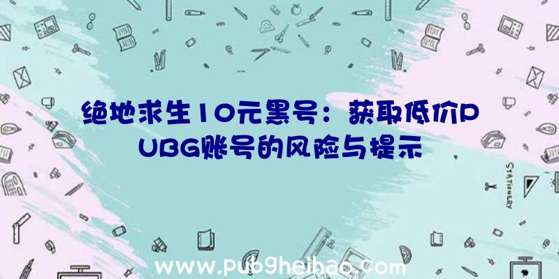 绝地求生10元黑号：获取低价PUBG账号的风险与提示