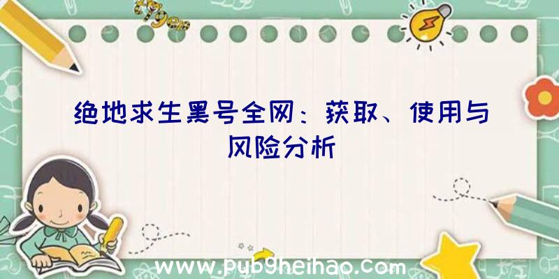 绝地求生黑号全网：获取、使用与风险分析